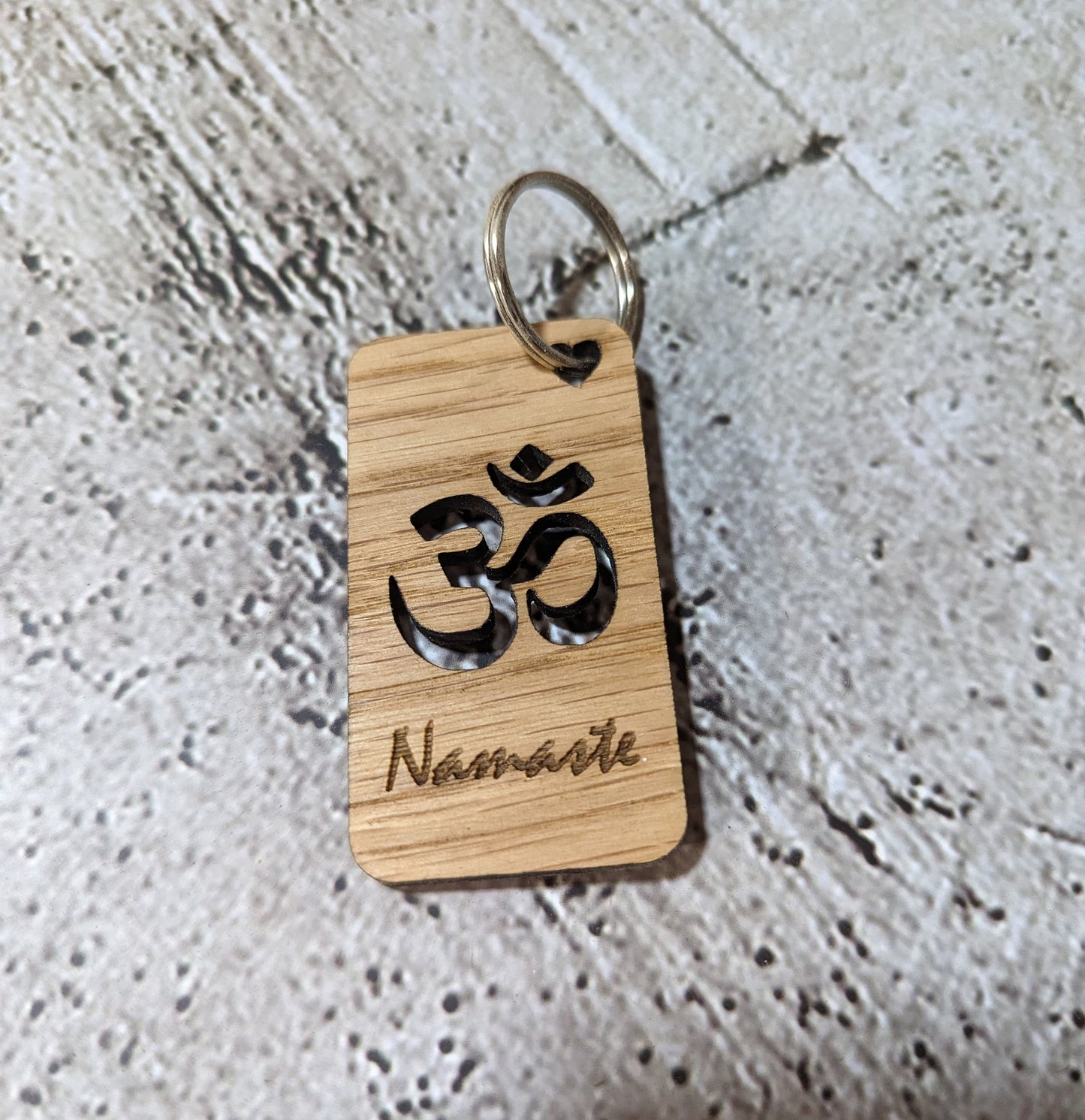 Personalised Yoga Keyrings, Engraved Wooden Lotus Flower & Namaste Keyrings