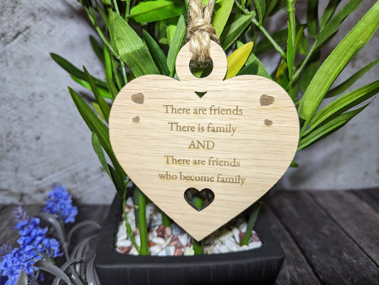 Friends Heart Shaped Sign, Friend Gift, Choice of Quote, Oak