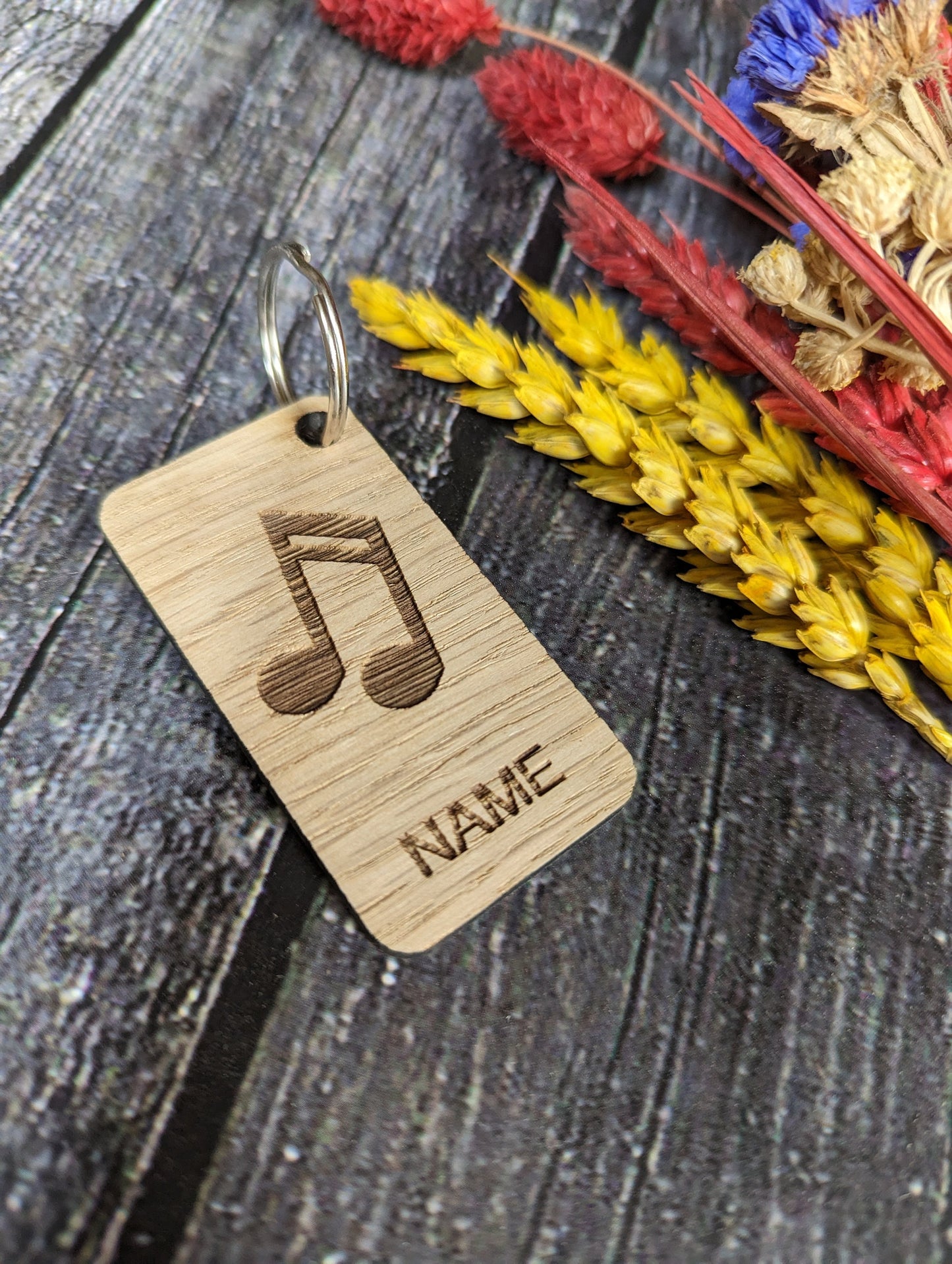 Personalised Musician Keyrings, Engraved Wooden Musician Keyring, Musician Gift, Guitar Piano Violin Drums Saxophone