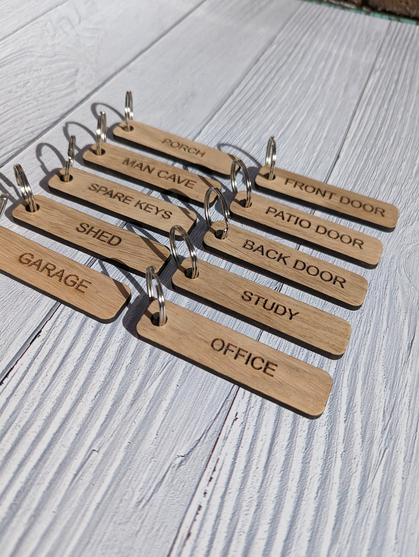 House Key Tags, Handcrafted Eco-Friendly Wooden House Key Tags, House Keyrings, Homewarming Gift, House Keys Labelled