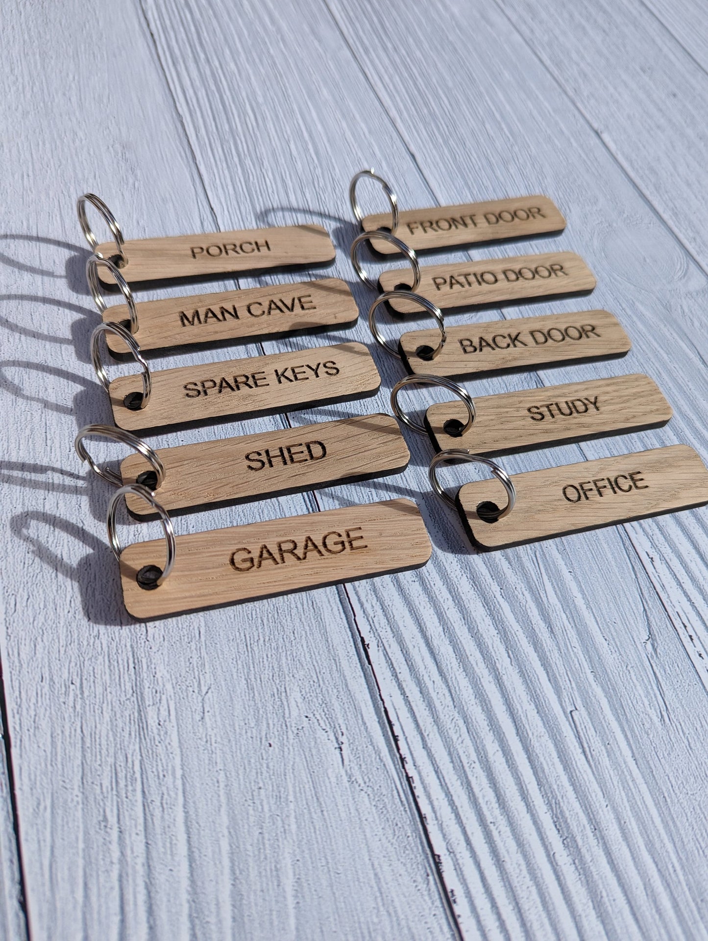 House Key Tags, Handcrafted Eco-Friendly Wooden House Key Tags, House Keyrings, Homewarming Gift, House Keys Labelled