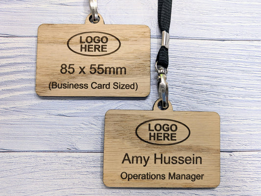 Eco Staff Name Badges with Eco Lanyards, Add Your Logo