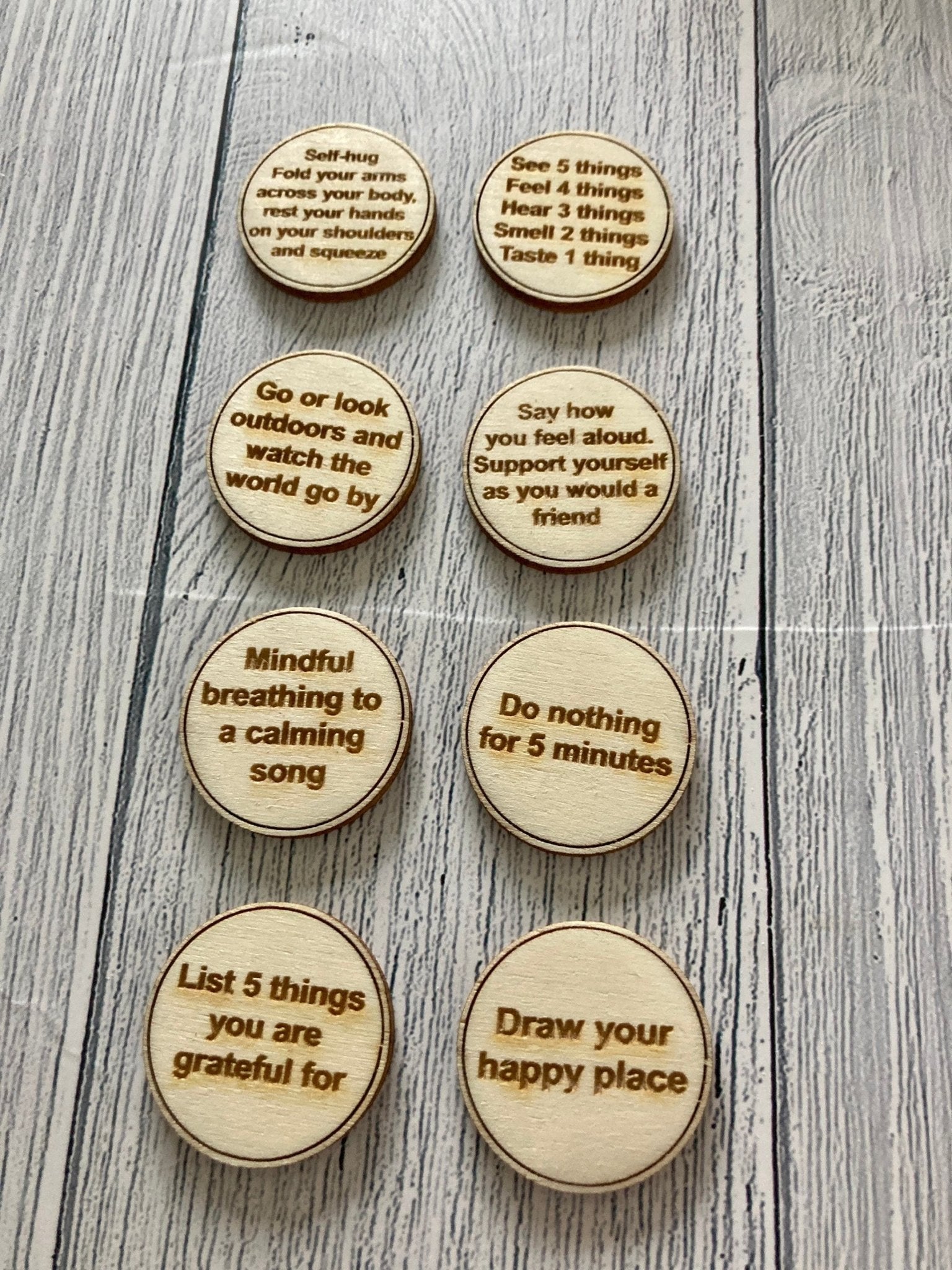 Inner Calm Coins with Pocket Anxiety Techniques, Mindfulness Gift, Thoughtful Gift, Anxiety Gift, Handmade Mental Health Gift - CherryGroveCraft