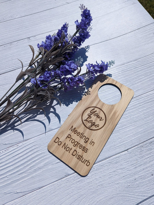 Meeting in Progress, Do Not Disturb - Wooden Door Hanger, Personalised Sign, Private Discussion, Meeting Decor, Conference Sign - CherryGroveCraft