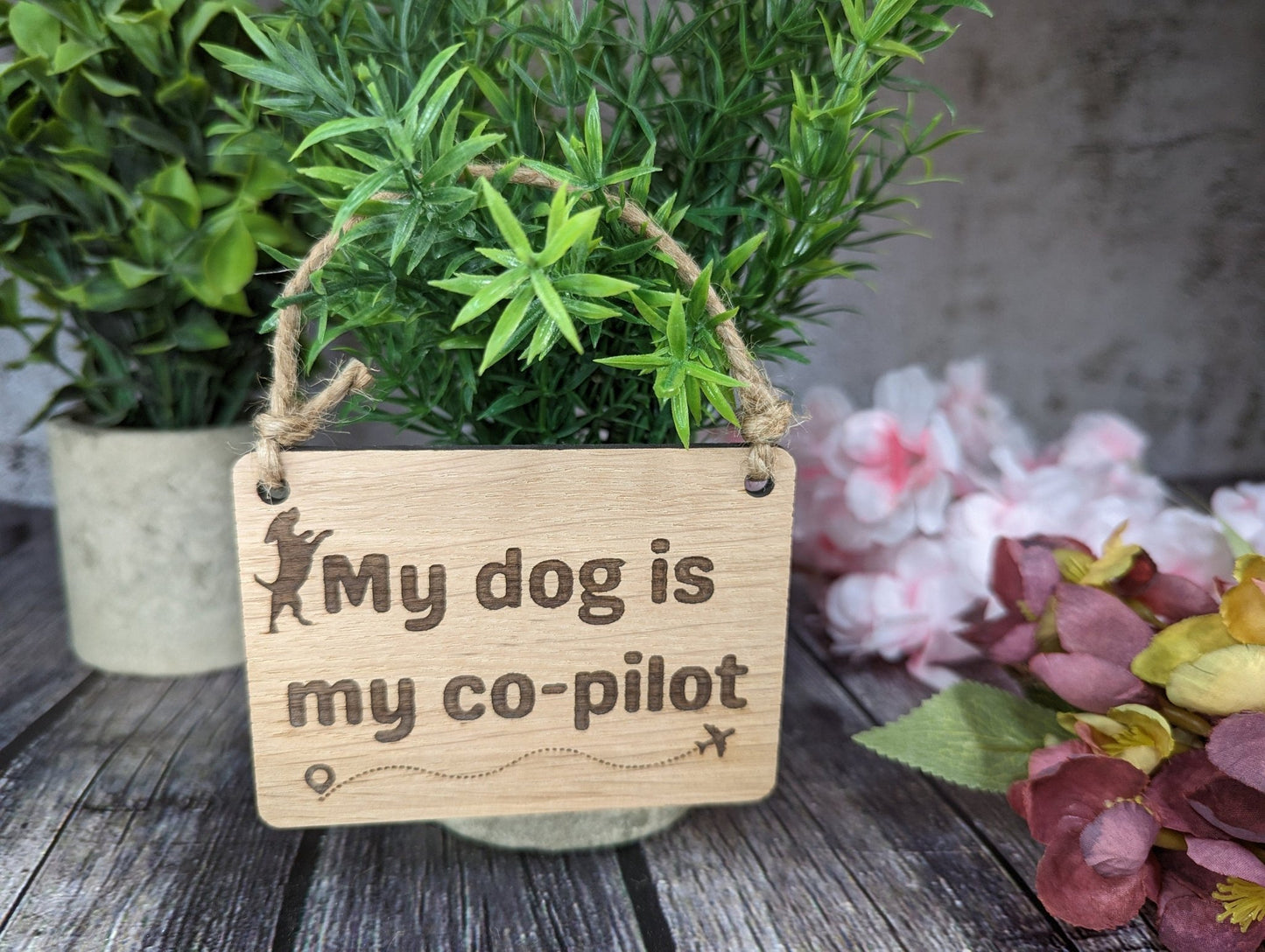 My Dog is my Co-Pilot - Wooden Sign | Wooden Hanging Sign for Dog Lovers | Doggy Birthday Gift | Bar Sign | Door Sign - CherryGroveCraft