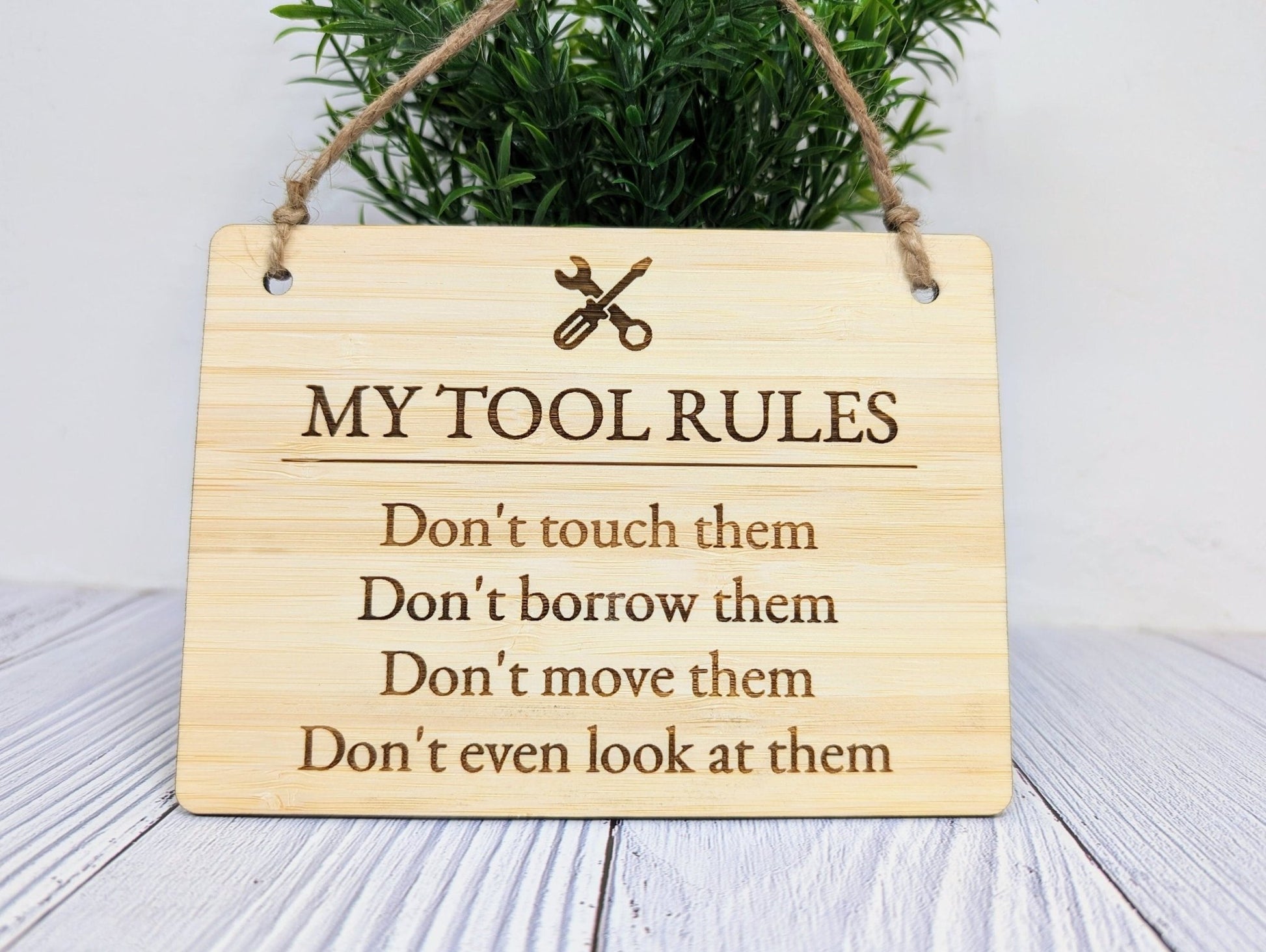 My Tool Rules - Eco-Friendly Bamboo Sign - Perfect Gift for Dad, Husband, or Grandad Who Loves His Tools - Workshop Decor - CherryGroveCraft