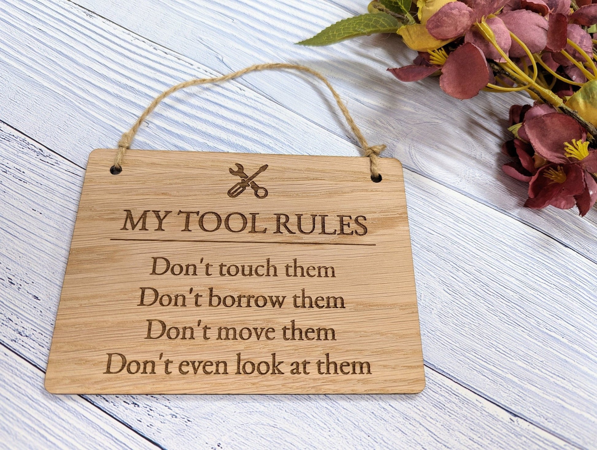 My Tool Rules - Wooden Sign - Perfect Gift for Dad, Husband, or Grandad Who Loves His Tools - Workshop Decor - CherryGroveCraft