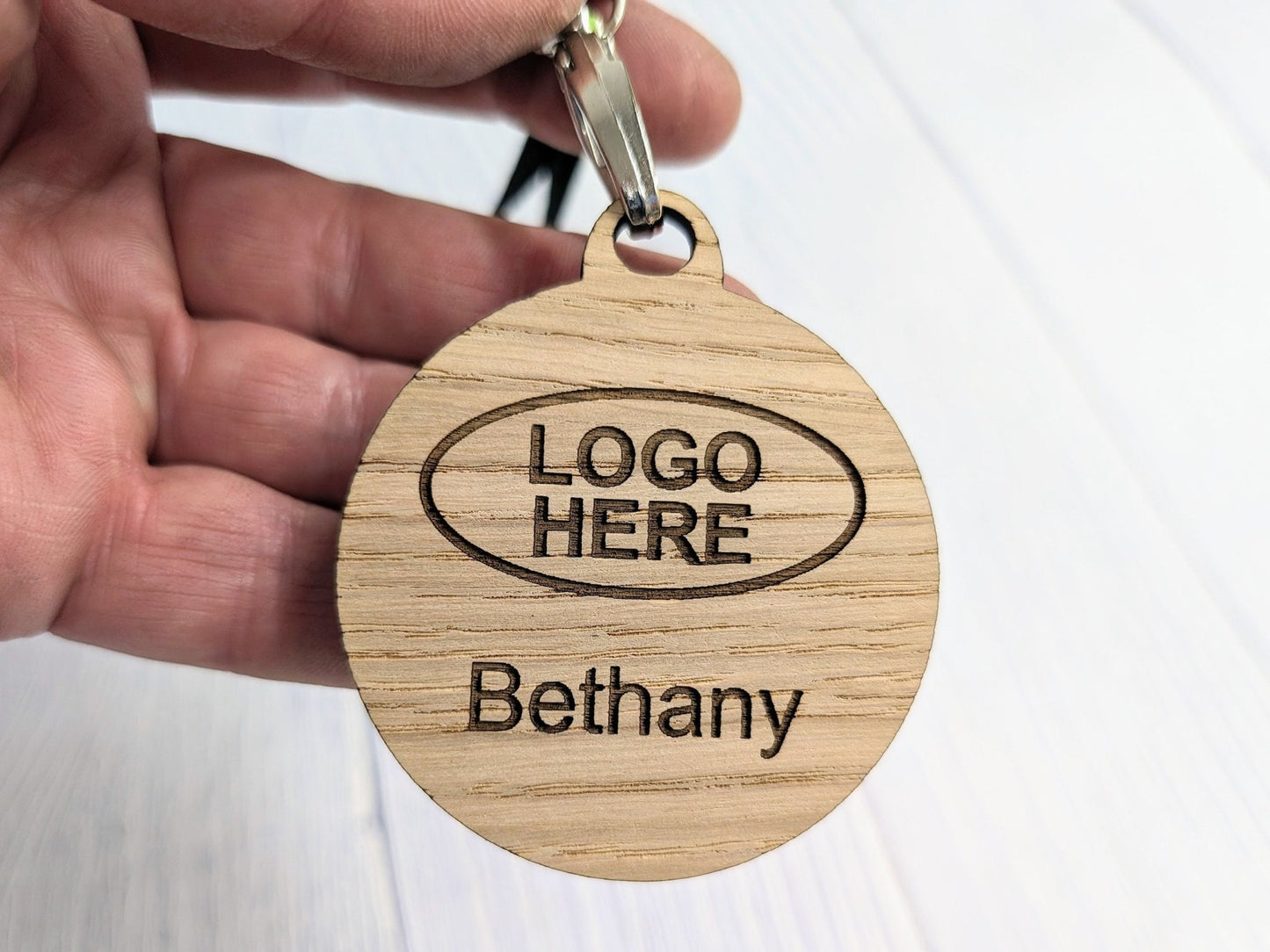 Name Badges, Eco-Friendly Round Staff ID Tags with Lanyards - Customisable with Logo, & Text, 60mm x 70mm, Bulk Discounts, Personalised Tags - CherryGroveCraft
