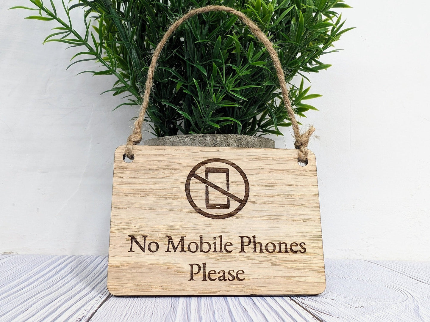 No Mobile Phones Please Wooden Sign - Eco-Conscious Indoor Signage - Available in 4 Sizes, Door Sign, Wall Sign, Bulk Welcome - CherryGroveCraft