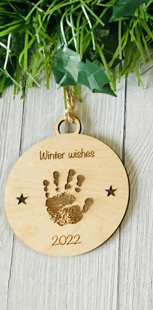 Personalised Baby Hand Print Bauble | Baby’s First Christmas Decoration | Design Your Own Bauble For New Parents - CherryGroveCraft