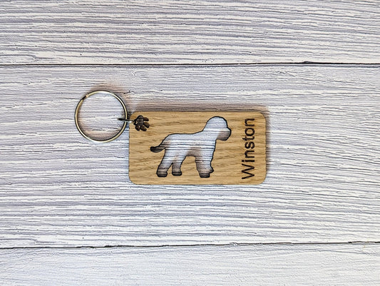 Personalised Cavapoo Wooden Keyring | Oak Dog Keychain | Gift For Cavapoo Parent | Doggy Key Tag Gift - CherryGroveCraft