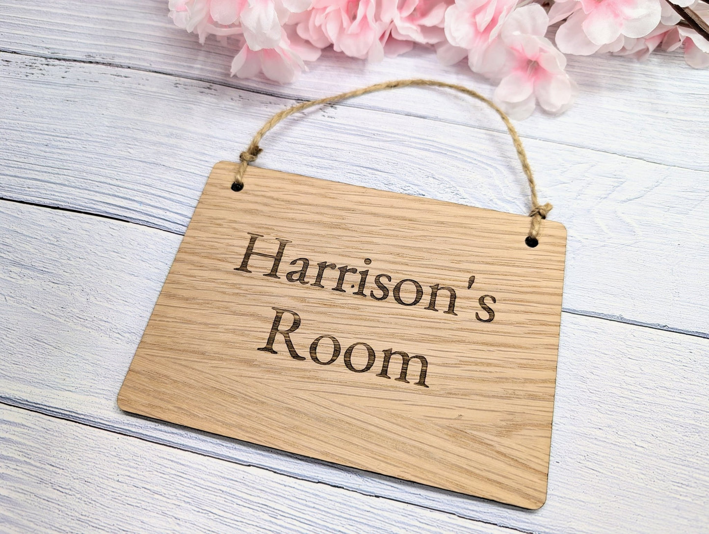 Personalised Children's Room Door Sign - Custom Name Oak Veneer Sign - CherryGroveCraft