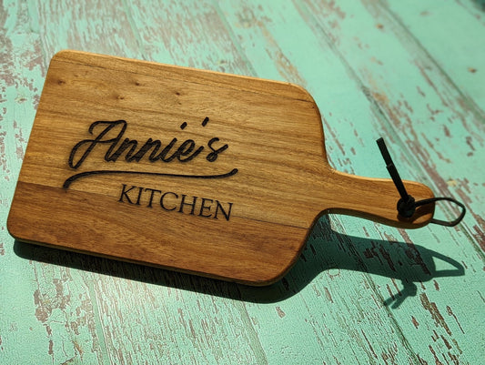 Personalised Chopping Board, Acacia Wood, Engraved with Name - CherryGroveCraft