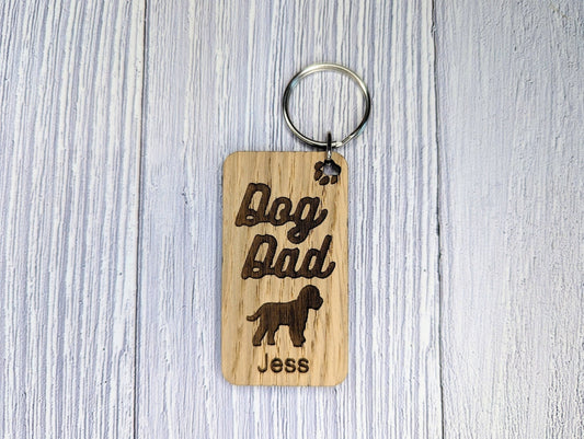 Personalised Cockapoo Dog Dad Wooden Keyring | Oak Dog Keychain | Gift For Cockapoo Parent | Doggy Key Tag Gift - CherryGroveCraft