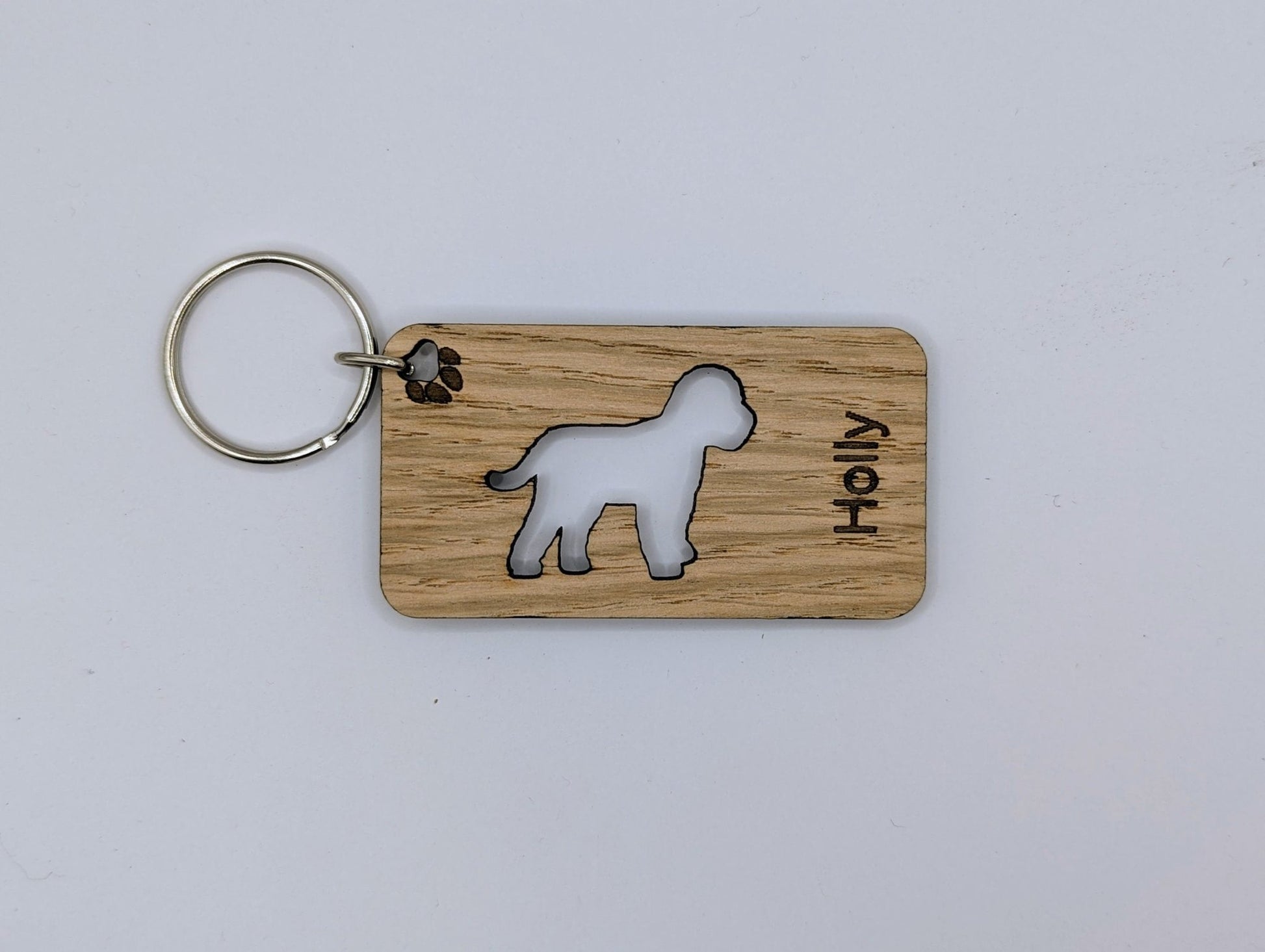 Personalised Cockapoo Wooden Keyring | Oak Dog Keychain | Gift For Cockapoo Parent | Doggy Key Tag Gift - CherryGroveCraft
