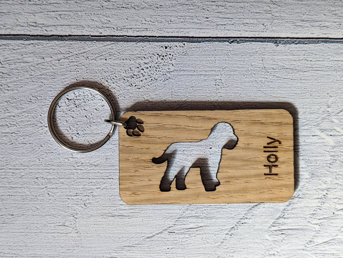 Personalised Cockapoo Wooden Keyring | Oak Dog Keychain | Gift For Cockapoo Parent | Doggy Key Tag Gift - CherryGroveCraft