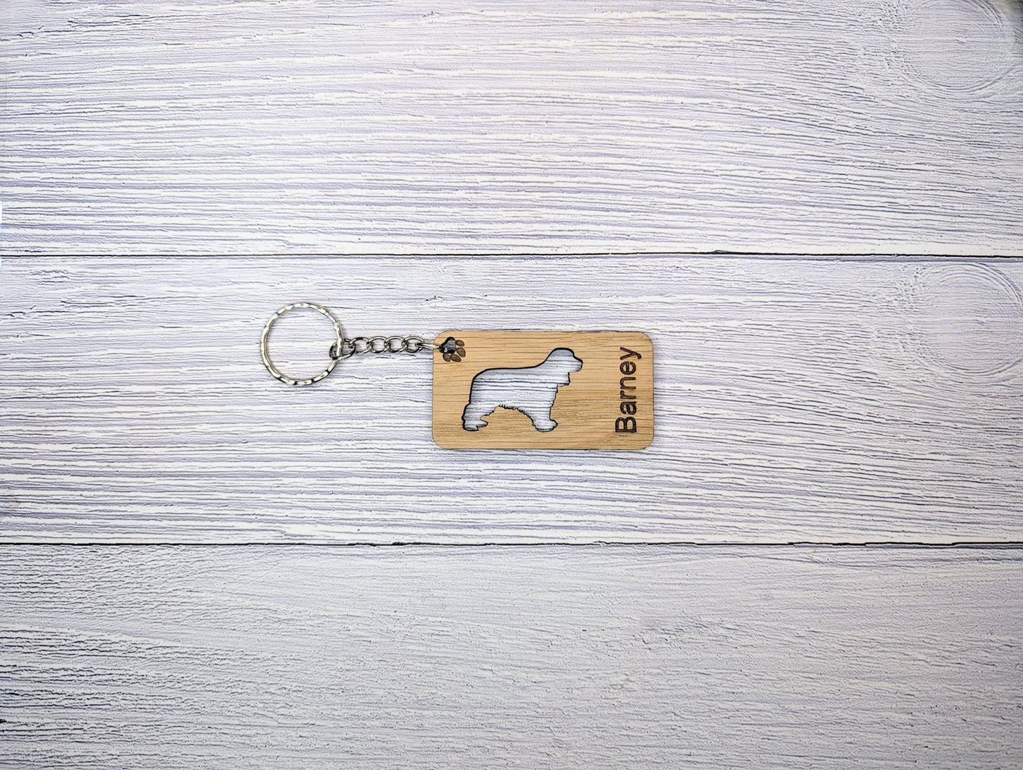 Personalised Cocker Spaniel Wooden Keyring | Oak Dog Keychain | Gift For Cocker Spaniel Parent | Doggy Key Tag Gift - CherryGroveCraft