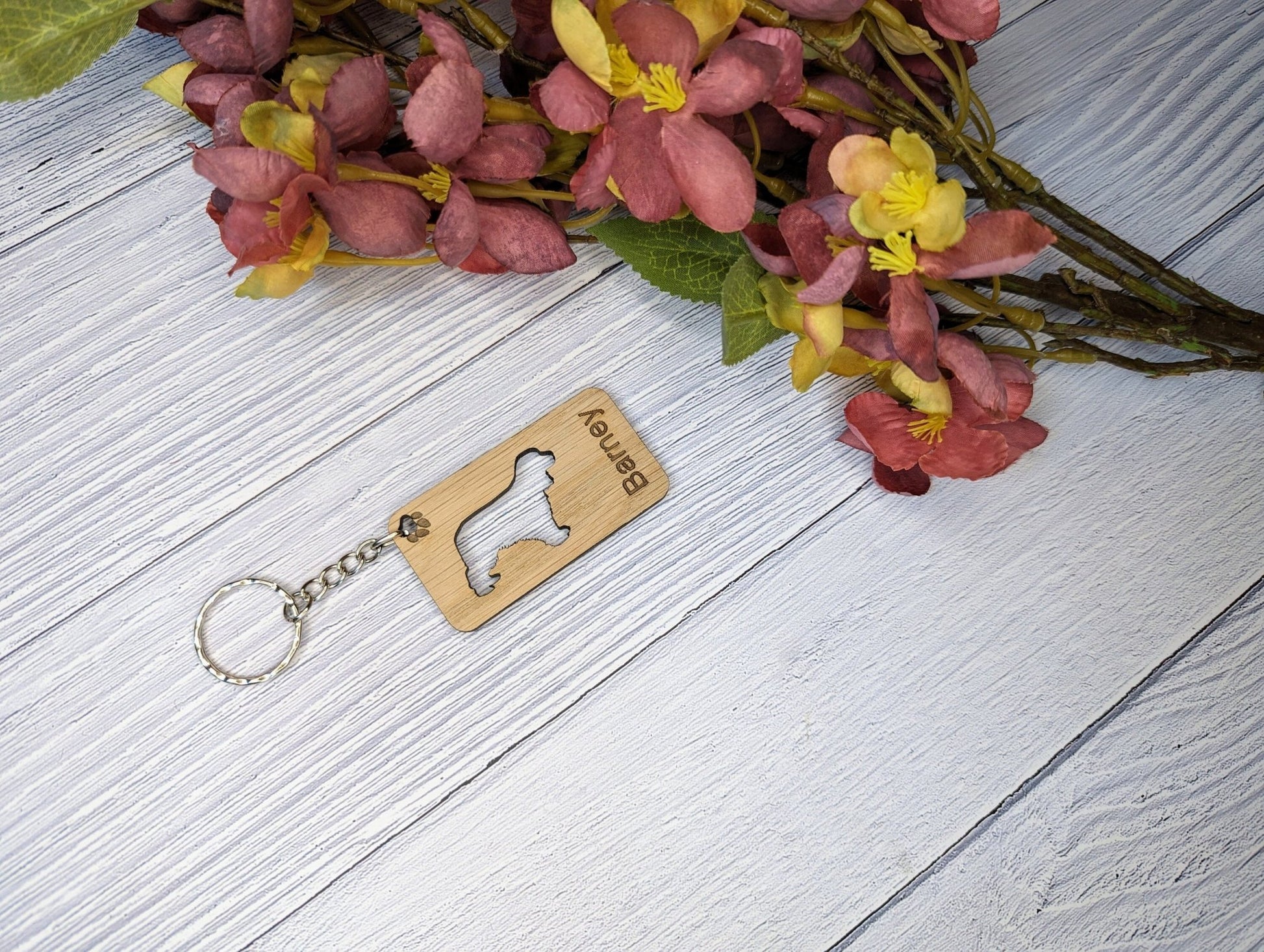 Personalised Cocker Spaniel Wooden Keyring | Oak Dog Keychain | Gift For Cocker Spaniel Parent | Doggy Key Tag Gift - CherryGroveCraft