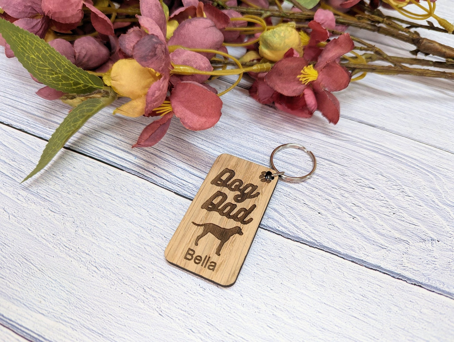 Personalised Dalmatian Dog Parent Wooden Keyring - Custom Oak Keychain - Unique Gift for Dalmatian Lovers - CherryGroveCraft