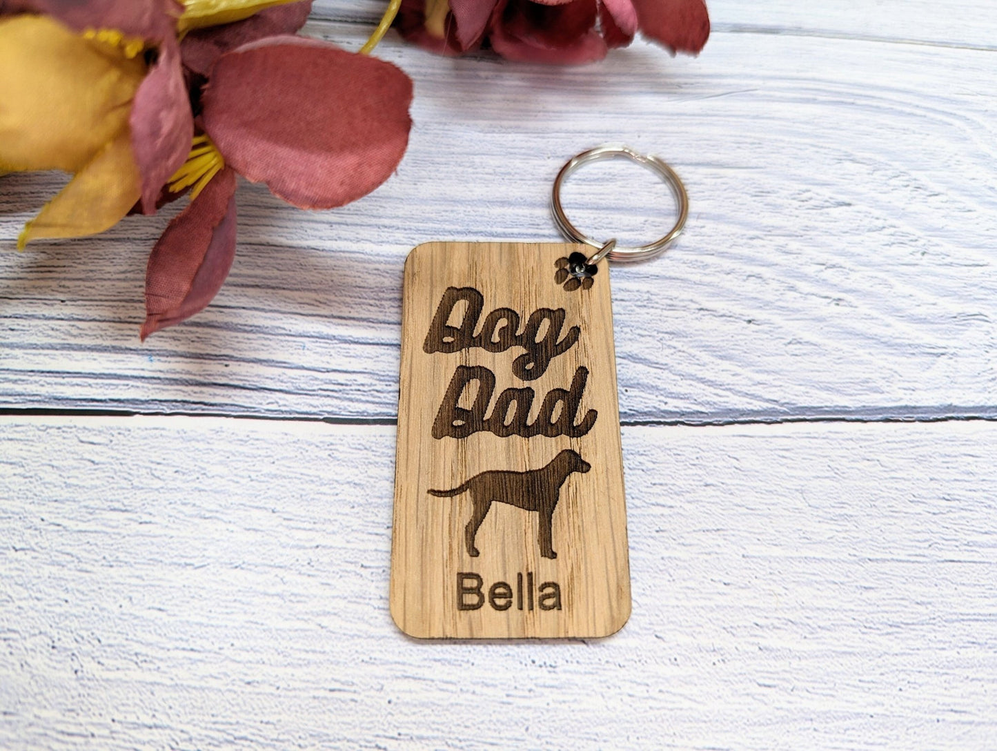 Personalised Dalmatian Dog Parent Wooden Keyring - Custom Oak Keychain - Unique Gift for Dalmatian Lovers - CherryGroveCraft