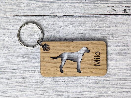 Personalised Dalmatian Wooden Keyring | Oak Dog Keychain | Gift For Dalmatian Parent | Doggy Key Tag Gift - CherryGroveCraft
