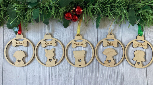 Personalised Dog Christmas Tree Decoration | Christmas Gift for Dog Lovers | Stocking Filler - CherryGroveCraft