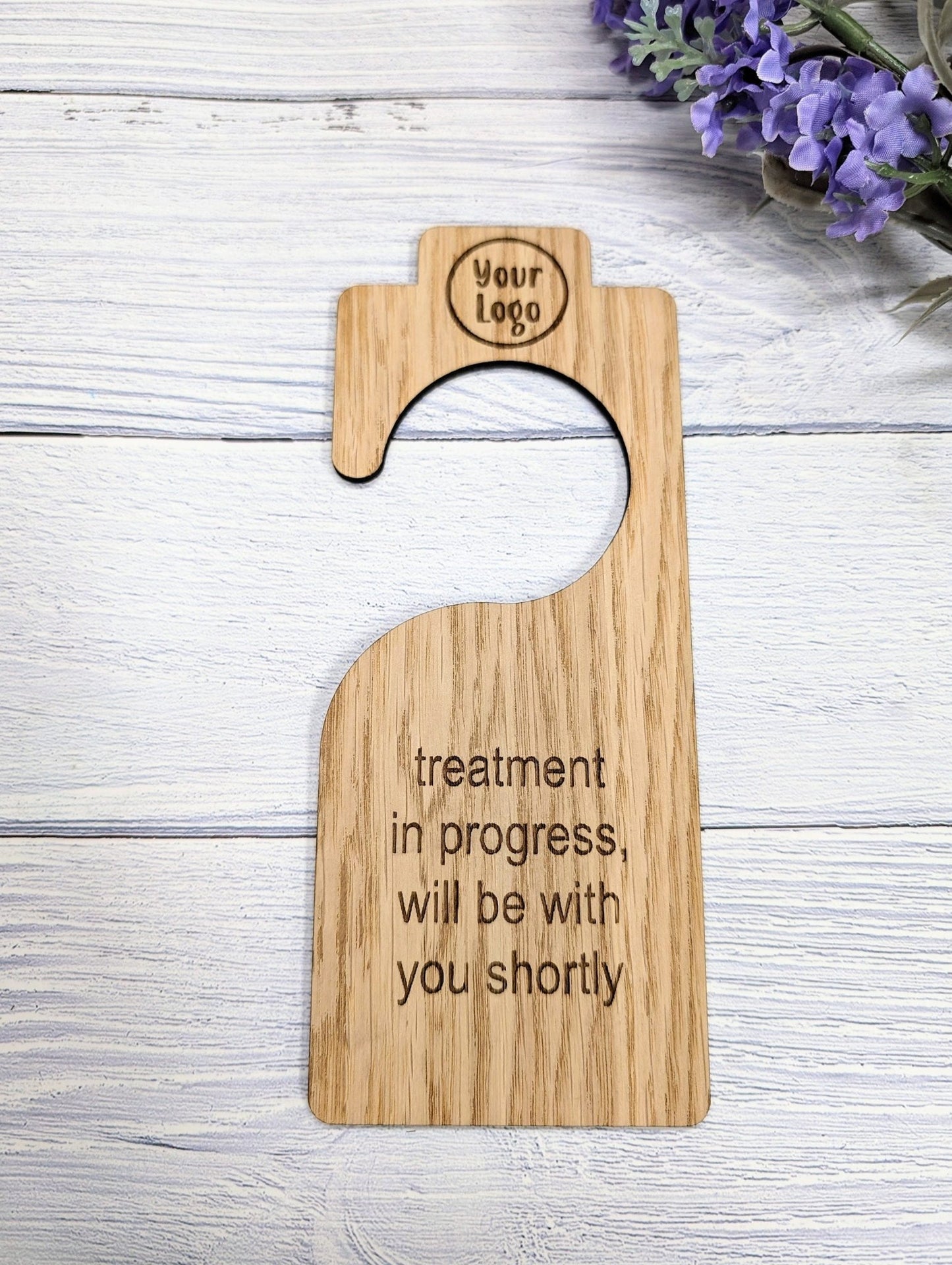Personalised Double-Sided Door Hanger with Open Hook Design - Custom Messages & Logo Option - Ideal for Businesses and Homes - CherryGroveCraft