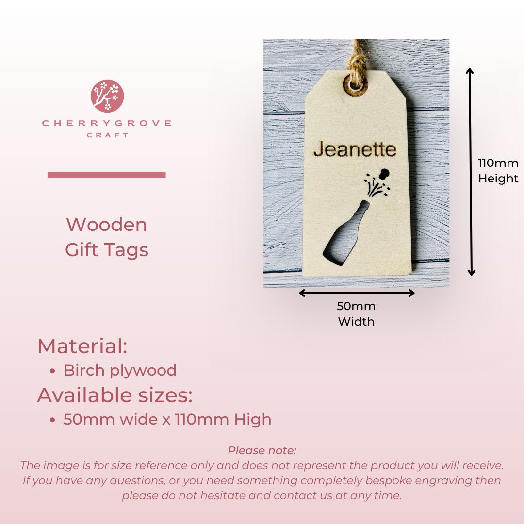 Personalised Engraved Wooden Gift Tag | Wooden Label | Engraved Label | Wrapping Ideas | Custom Label | Corporate Gifts - CherryGroveCraft