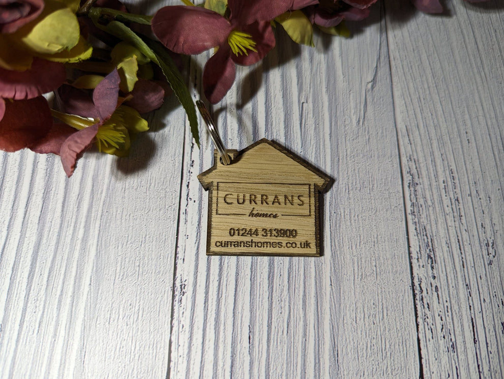 Personalised Estate Agent Keyrings | Oak | Bulk – CherryGroveCraft