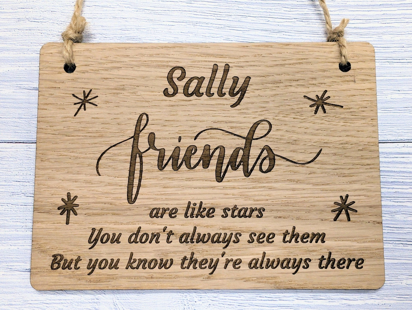 Personalised Friendship Wooden Sign - "Friends Are Like Stars" - Custom Name Option - Perfect Gift for Best Friends - CherryGroveCraft