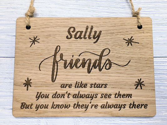 Personalised Friendship Wooden Sign - "Friends Are Like Stars" - Custom Name Option - Perfect Gift for Best Friends - CherryGroveCraft