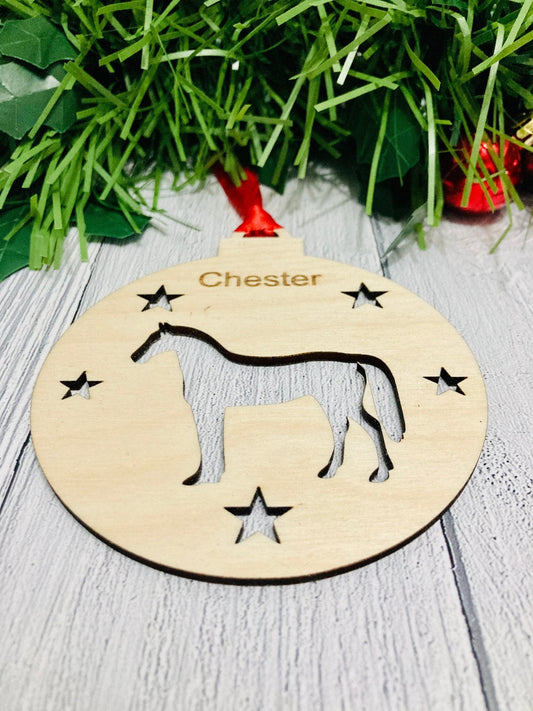 Personalised Horse Bauble | Custom Christmas Decoration | Wooden Pony Gift - CherryGroveCraft