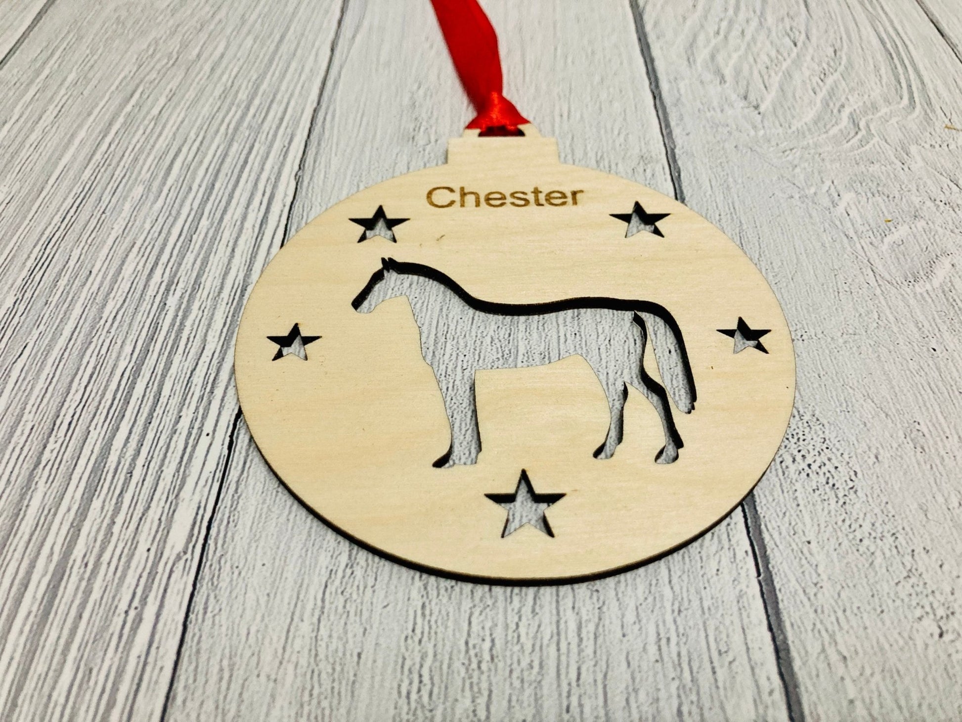 Personalised Horse Bauble | Custom Christmas Decoration | Wooden Pony Gift - CherryGroveCraft