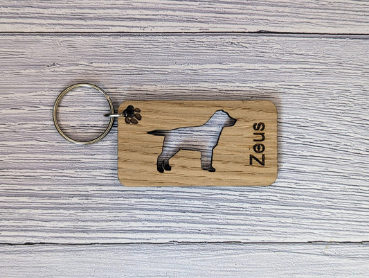 Personalised Labrador Wooden Keyring | Oak Dog Keychain | Gift For Labrador Parent | Doggy Key Tag Gift - CherryGroveCraft