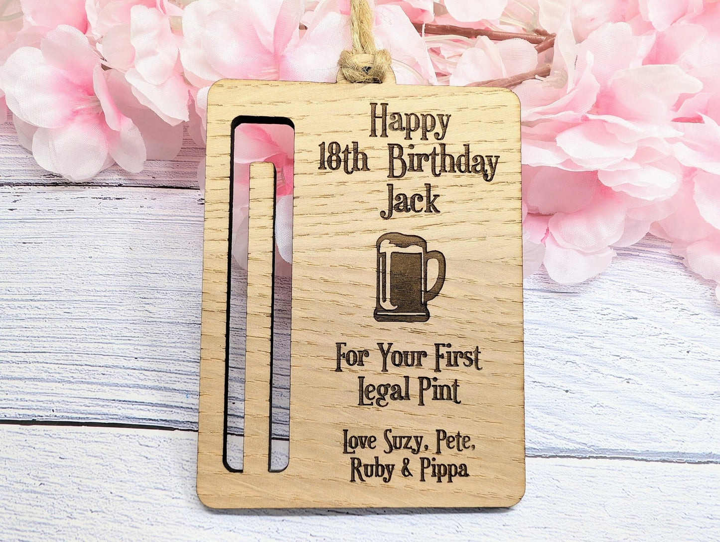 Personalised Money Holder Keepsake | Engraved Wooden Token for Special Occasions | Oak Veneer | Unique 18th Birthday Gift, 21st Birthday - CherryGroveCraft