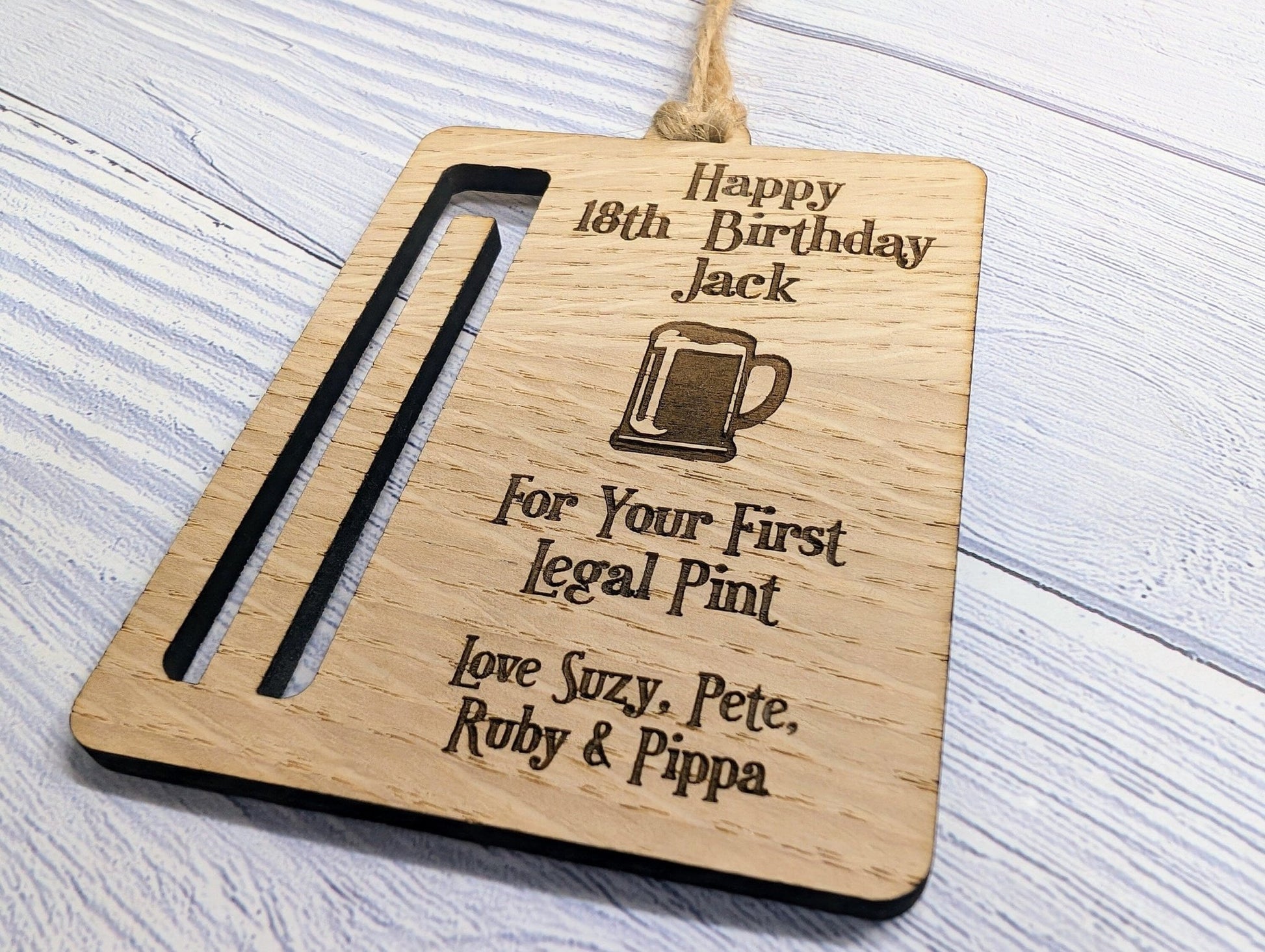 Personalised Money Holder Keepsake | Engraved Wooden Token for Special Occasions | Oak Veneer | Unique 18th Birthday Gift, 21st Birthday - CherryGroveCraft