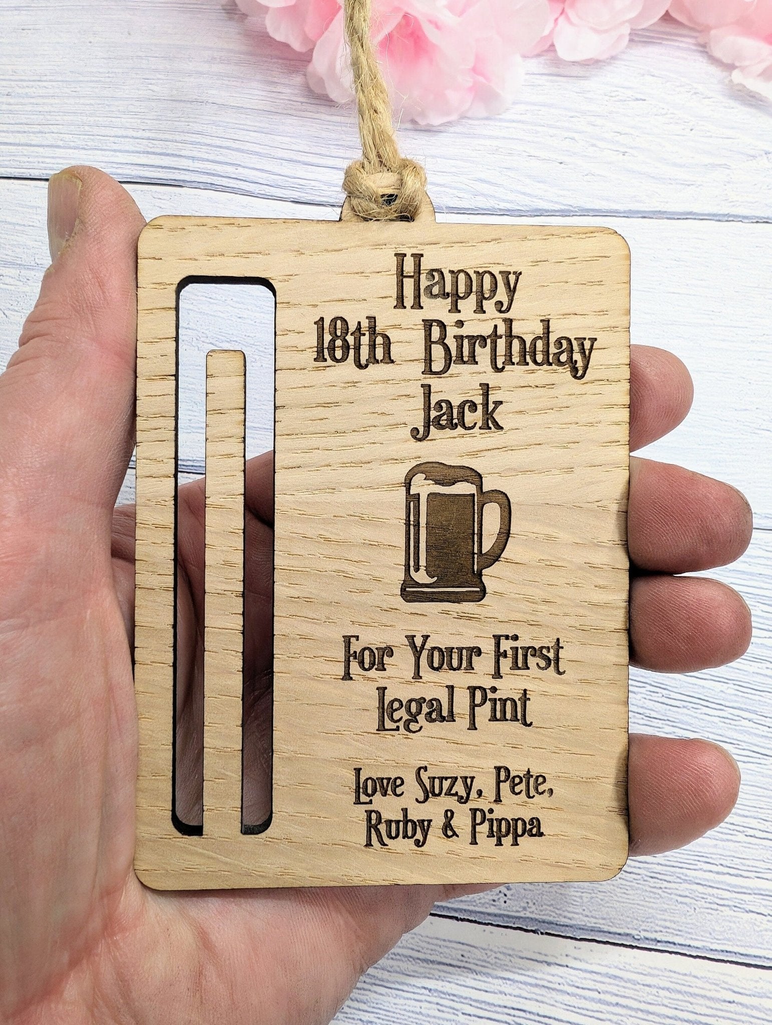 Personalised Money Holder Keepsake | Engraved Wooden Token for Special Occasions | Oak Veneer | Unique 18th Birthday Gift, 21st Birthday - CherryGroveCraft