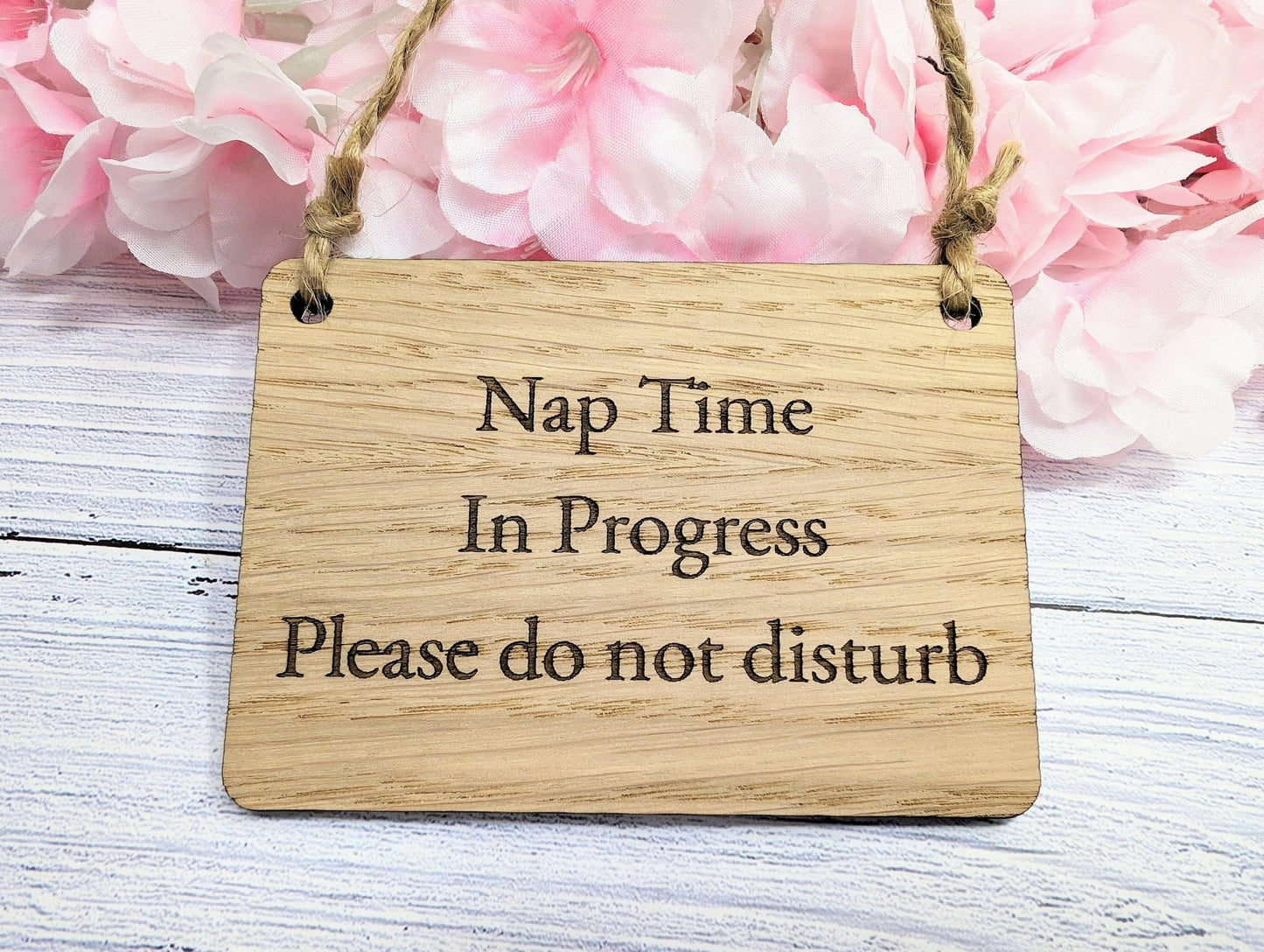 Personalised Nap Time in Progress - Oak Veneered Sign - Handcrafted Welsh Door Sign, Eco-Friendly "Do Not Disturb - CherryGroveCraft