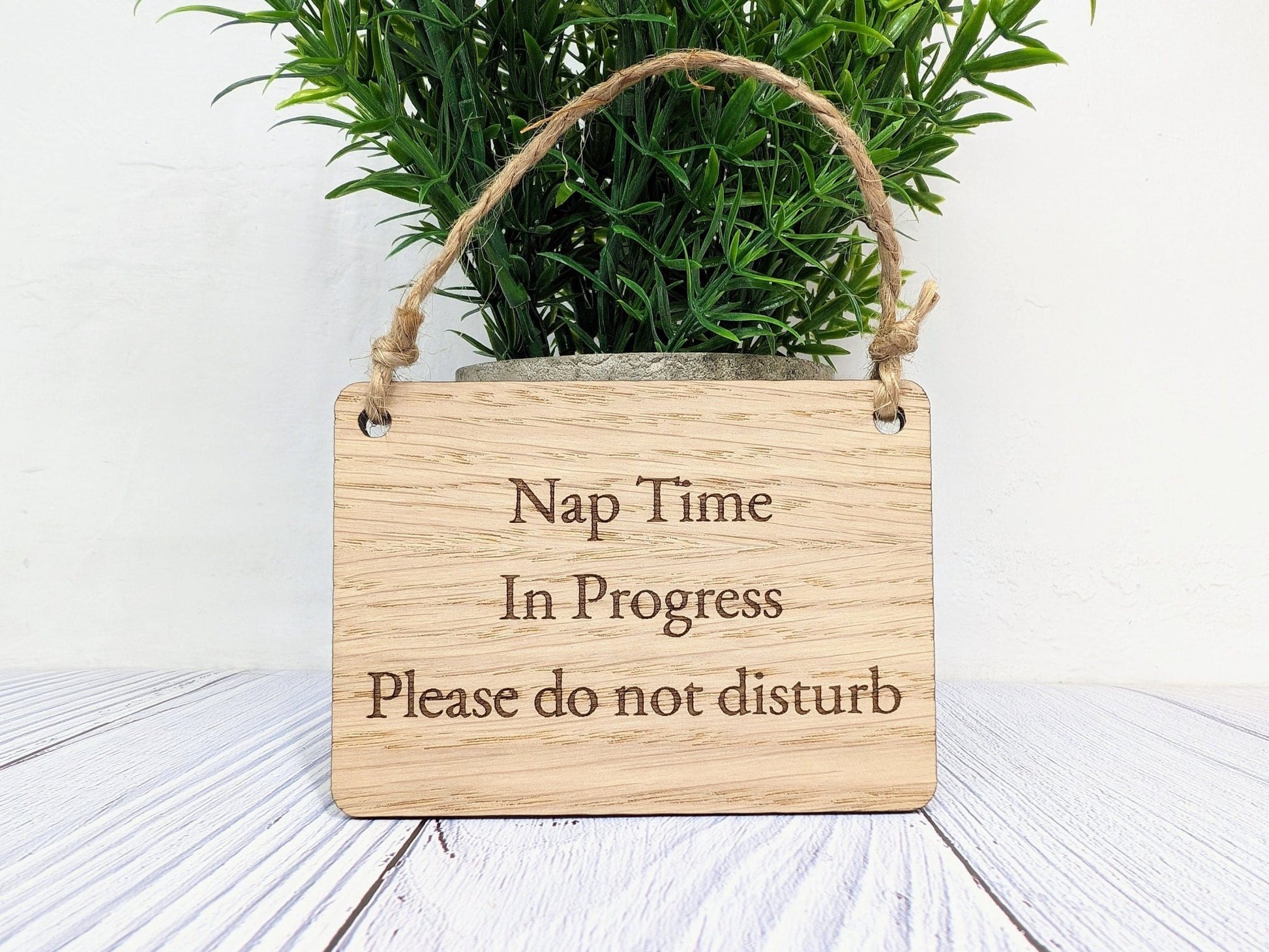 Personalised Nap Time in Progress - Oak Veneered Sign - Handcrafted Welsh Door Sign, Eco-Friendly "Do Not Disturb - CherryGroveCraft