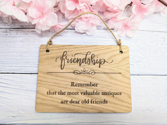 Personalised Oak Friendship Sign - Unique Hanging Wooden Gift - CherryGroveCraft