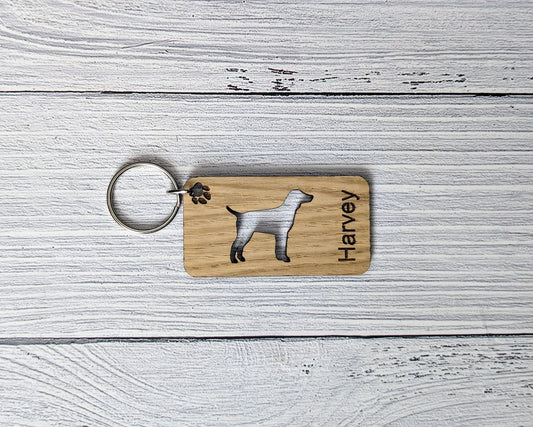 Personalised Pointer Dog Wooden Keyring | Oak Dog Keychain | Gift For English Pointer Parent | Doggy Key Tag Gift - CherryGroveCraft