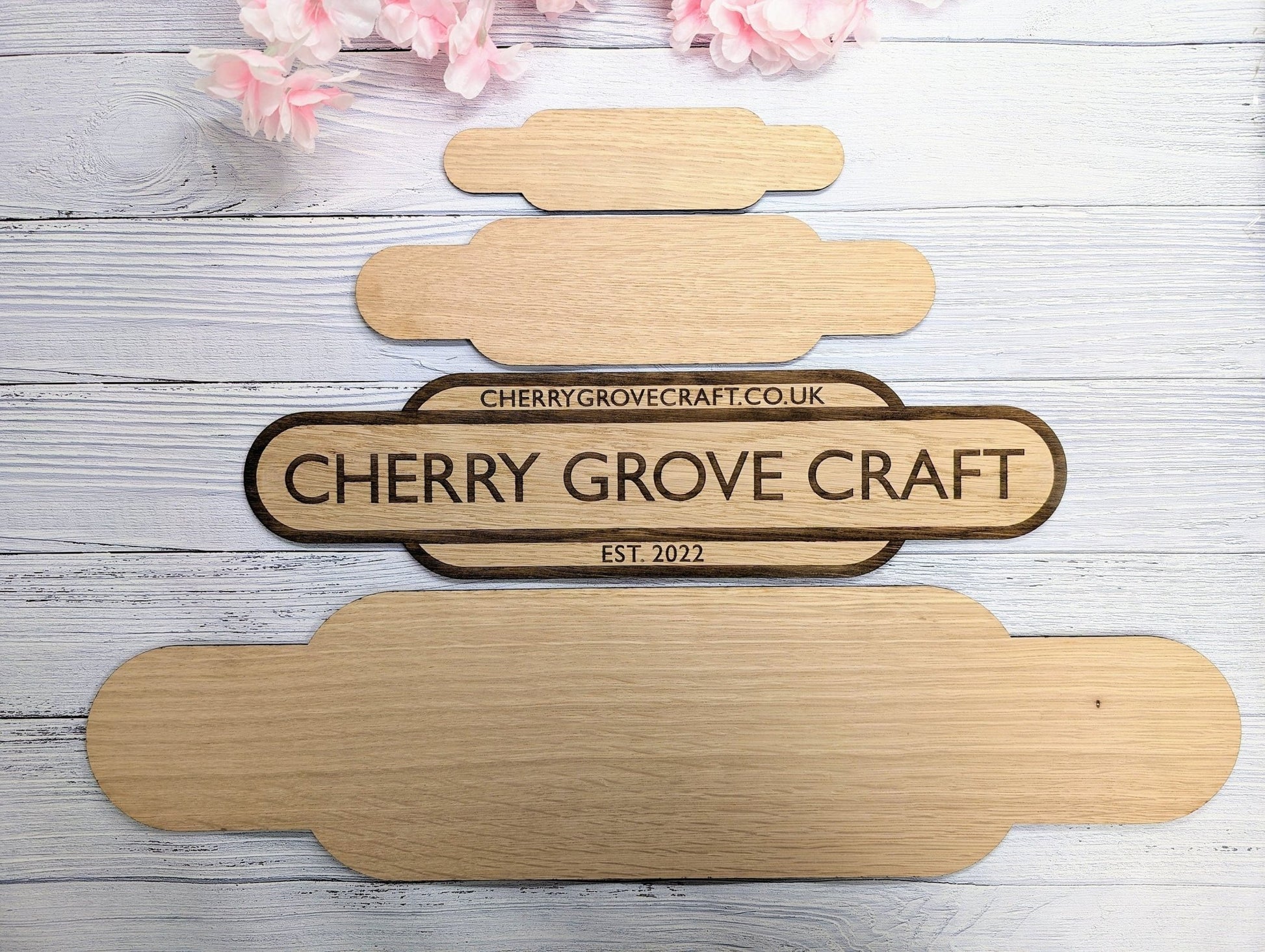 Personalised Railway Station Business Name Door Sign - Indoor Use - Oak MDF - Customisable Text, 4 Sizes - Eco-Friendly, British Rail - CherryGroveCraft