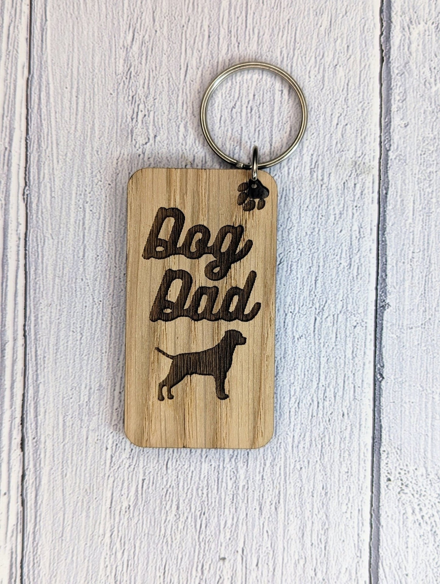 Personalised Rottweiler Dog Dad Wooden Keyring | Oak Dog Keychain | Gift For Rottweiler Parent | Doggy Key Tag Gift - CherryGroveCraft
