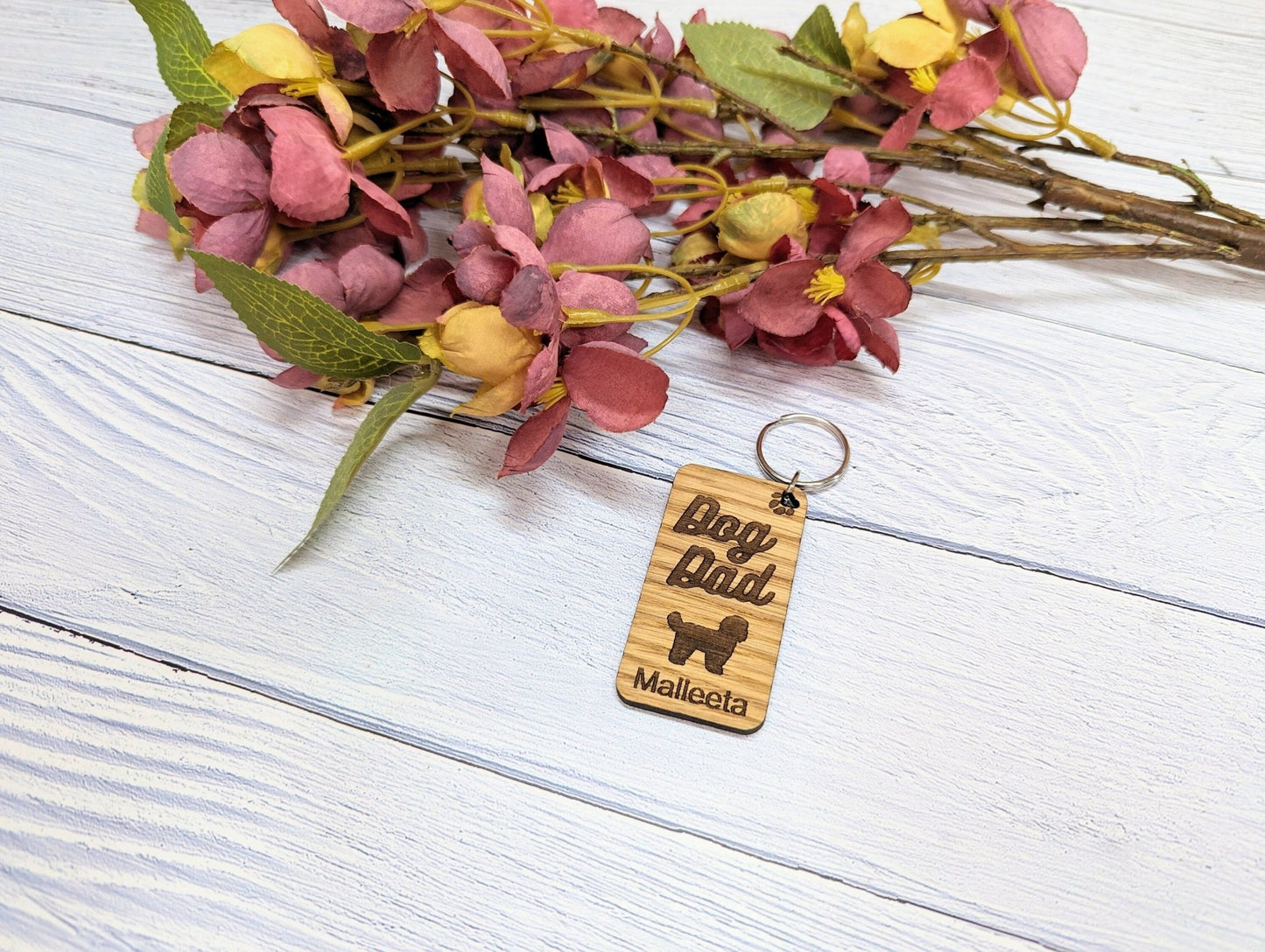 Personalised Shih Tzu Dog Parent Wooden Keyring - Custom Oak Keychain - Unique Gift for Shih Tzu Lovers - CherryGroveCraft