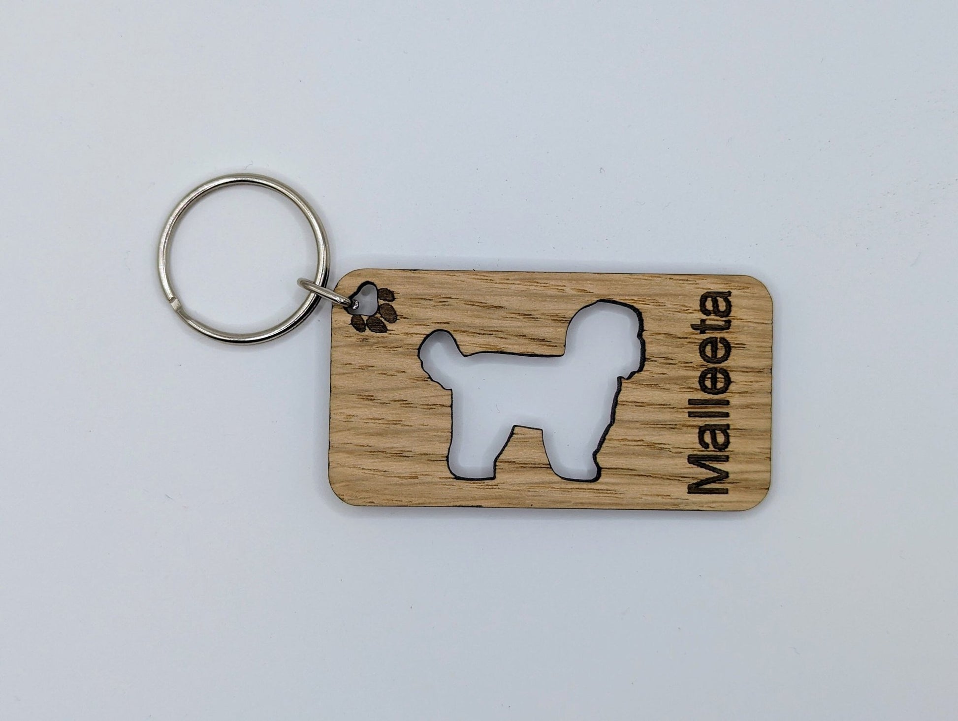 Personalised Shih Tzu Dog Wooden Keyring | Oak Dog Keychain | Gift For Shih Tzu Parent | Doggy Key Tag Gift - CherryGroveCraft