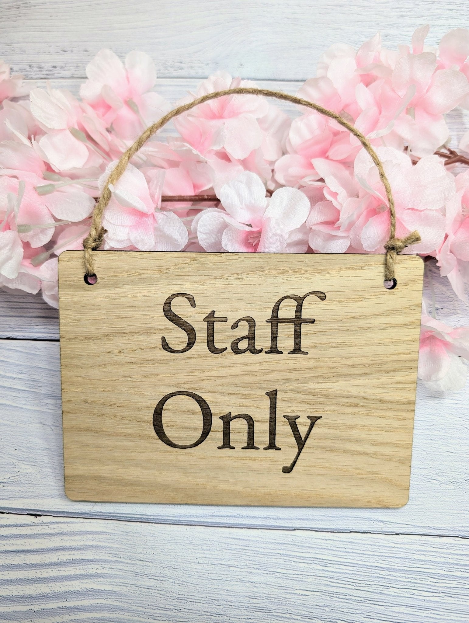 Personalised 'Staff Only' Wooden Sign | Custom Text/Logo Option - 4 Sizes - CherryGroveCraft
