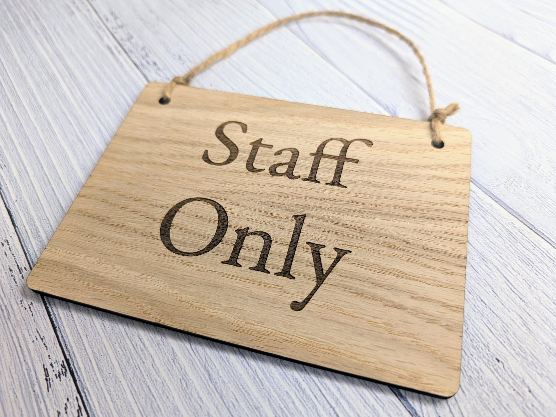 Personalised 'Staff Only' Wooden Sign | Custom Text/Logo Option - 4 Sizes - CherryGroveCraft