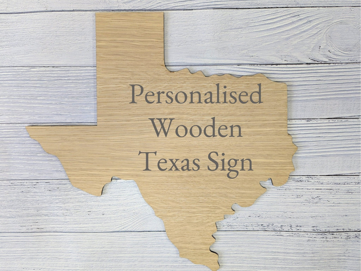 Personalised Texas Wooden Sign - Custom Home or Business Decor - Oak Veneer Plaque - CherryGroveCraft