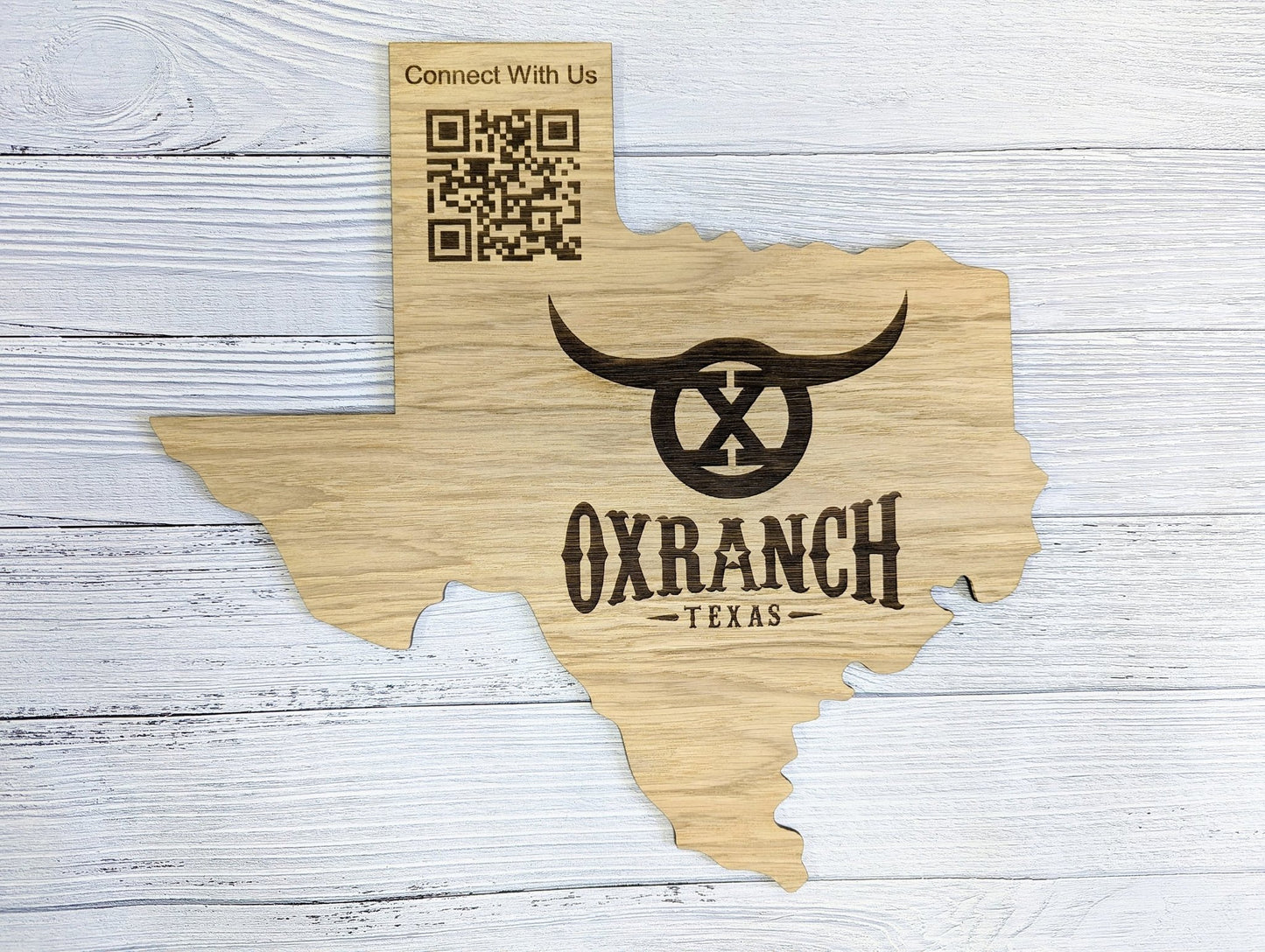 Personalised Texas Wooden Sign - Custom Home or Business Decor - Oak Veneer Plaque - CherryGroveCraft