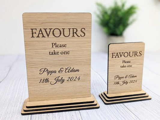 Personalised Wedding Sign 'Favours - Please Take One' - Custom Couples' Name, Date, Eco-Friendly Wooden Sign, Couples, Venues & Planners - CherryGroveCraft